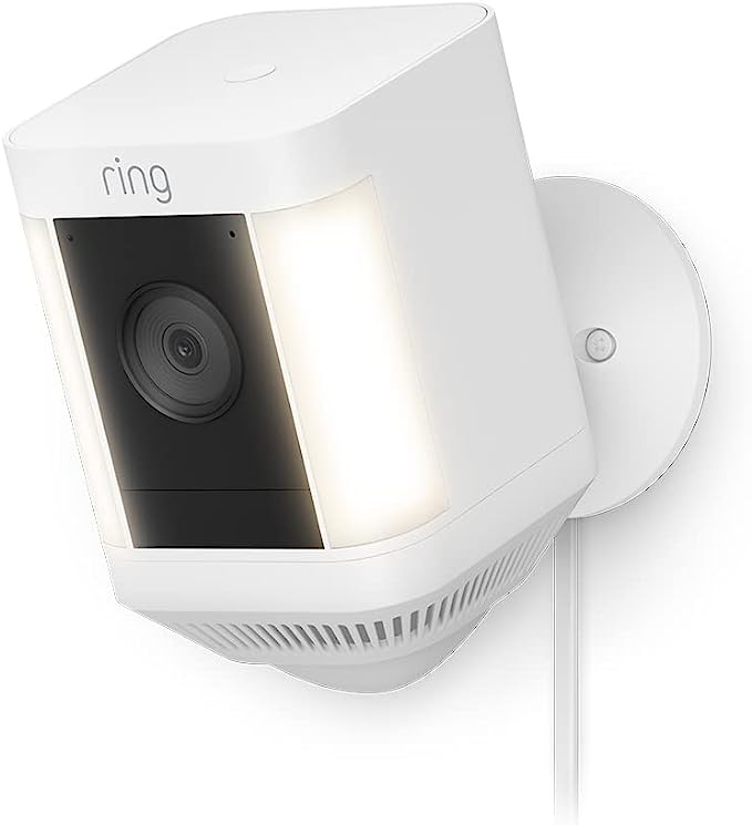 Ring Spotlight Cam Plus Plug-In | White | Outdoor Security Camera | 1080p HD Video