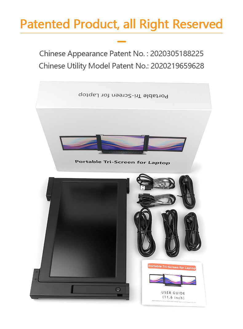 Xcess 11.9” Triple Portable Laptop Screen Extender | FHD 1080P IPS