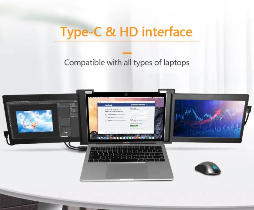 Xcess 11.9” Triple Portable Laptop Screen Extender | FHD 1080P IPS