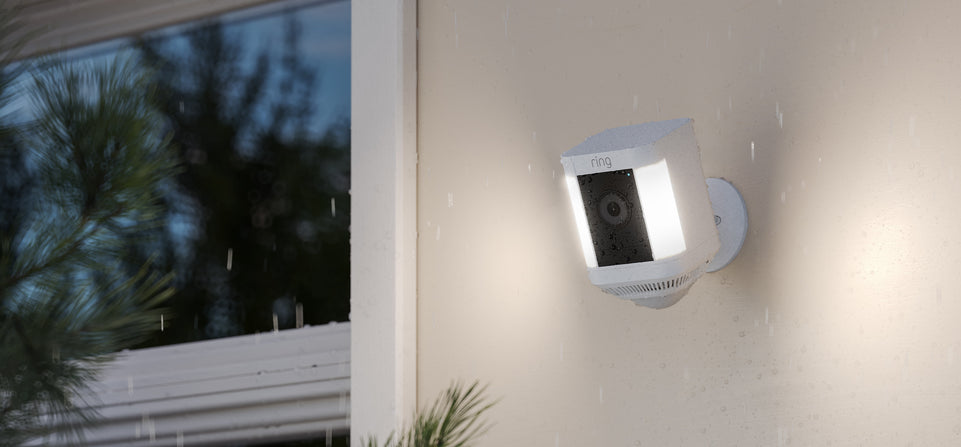 Ring Spotlight Cam Plus Plug-In | White | Outdoor Security Camera | 1080p HD Video