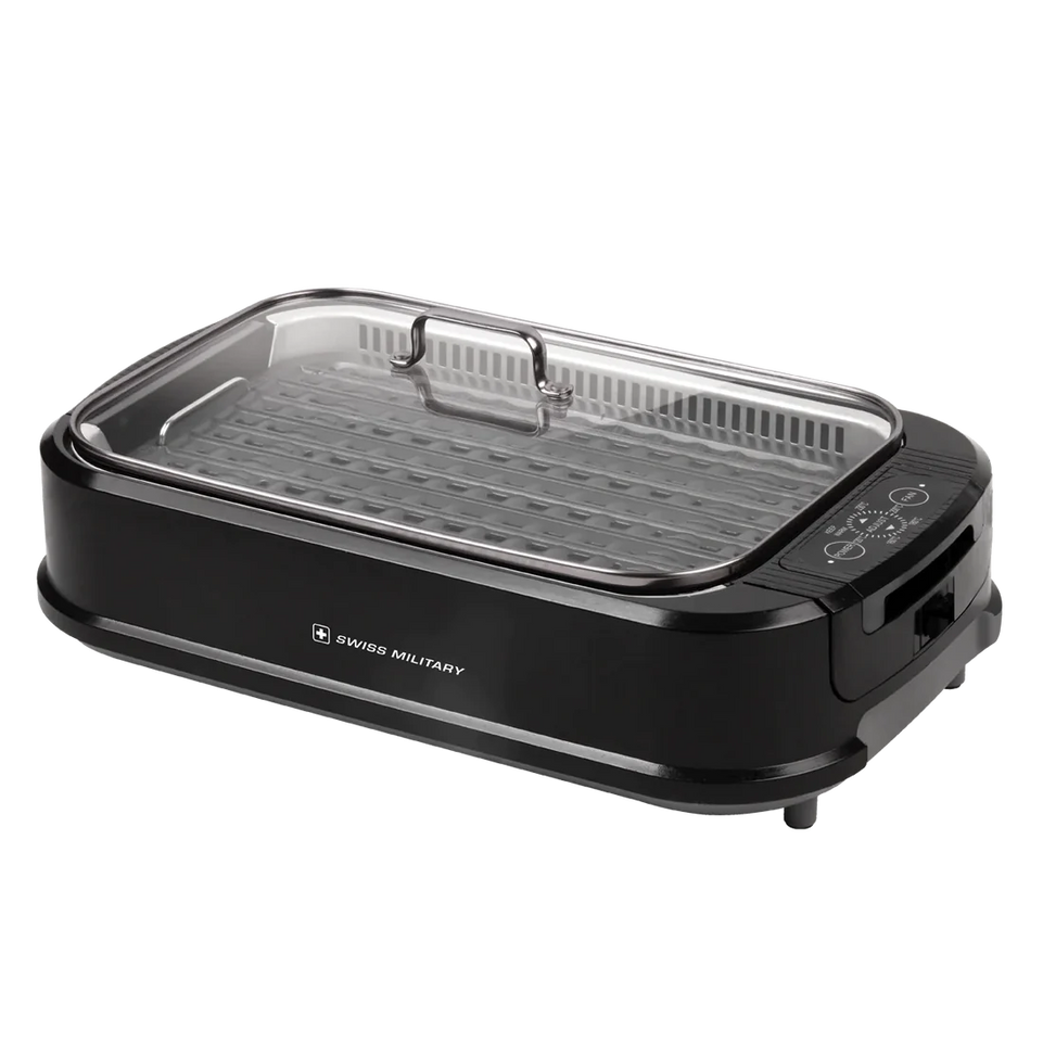 Swiss Military Smokeless Grill with Glass Lid