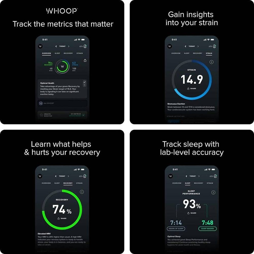 Whoop 4.0 | Fitness Tracker With Superknit Band | Waterproof | Track Body Composition | Monitor and Manage Stress | Wearable Health & Fitness Coach | Onyx