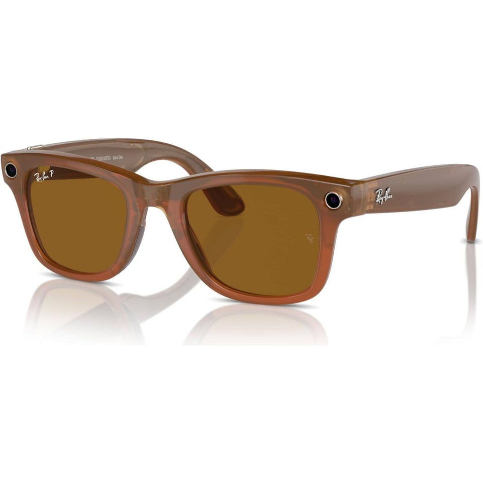 RayBan Meta Glass Wayfarer | Shiny Caramel/Polar Brown | RW4008