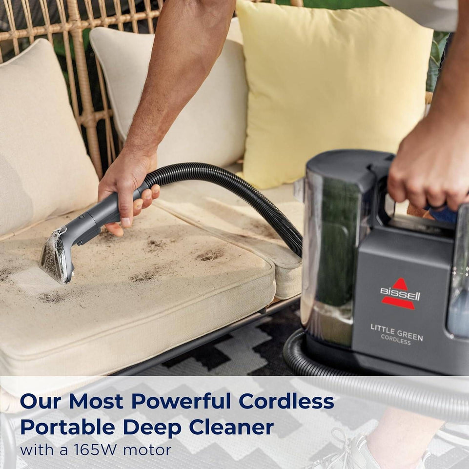 Bissell Little Green Cordless Portable Carpet & Upholstery Deep Cleaner | 165W Motor | 2 Modes for Customized Cleaning | 25V Lithium-Ion Battery | 1094 ml | Black | 3861Z