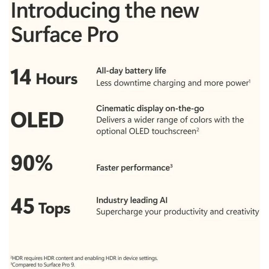 Microsoft Surface Pro Snapdragon X Plus With KB Bundle | Copilot+PC |  13inch OLED | 512GB SSD | 16GB RAM | Shared Qualcomm Adreno GPU Graphics | Windows 11 Home | Black | EP2-23860