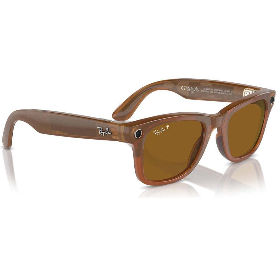 RayBan Meta Glass Wayfarer | Shiny Caramel/Polar Brown | RW4008