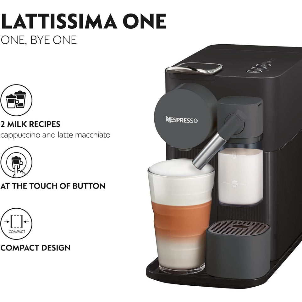 De'Longhi EN510.B Nespresso Lattissima One Evo Automatic Coffee Maker | Single-Serve Capsule Coffee Machine | Automatic Frothed Milk | Cappuccino And Latte | 1450W | Shadow Black
