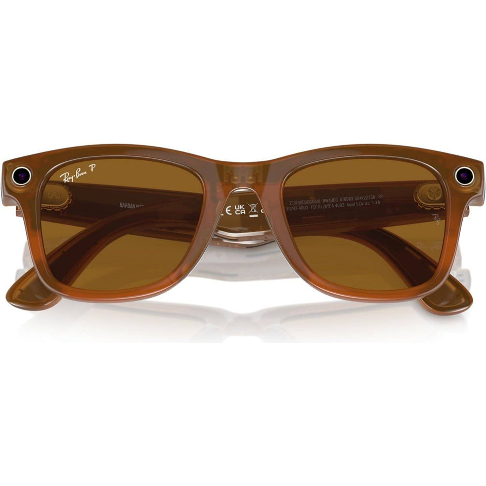 RayBan Meta Glass Wayfarer | Shiny Caramel/Polar Brown | RW4008
