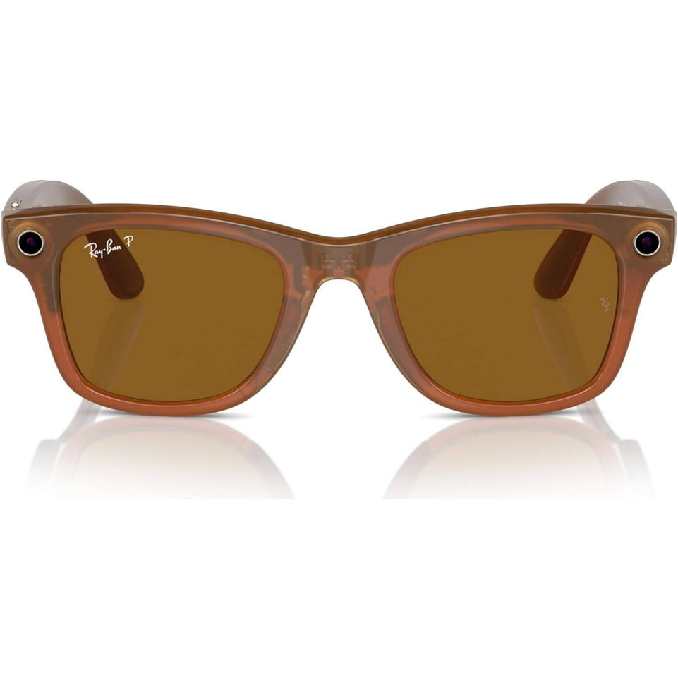 RayBan Meta Glass Wayfarer | Shiny Caramel/Polar Brown | RW4008