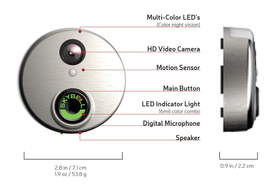 SkyBell Wi-Fi Video Doorbell Version 2.0 Classic | Silver