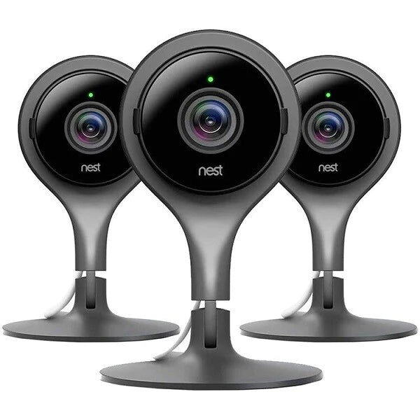 Google Nest Cam | Indoor Security Camera | 1st Generation | Wired | Black | Pack of 3