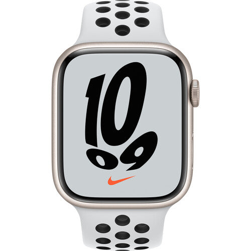 Apple Watch Nike Series 7 GPS | 45mm | Starlight Aluminum Case Pure Platinum/Black Nike Sport Band