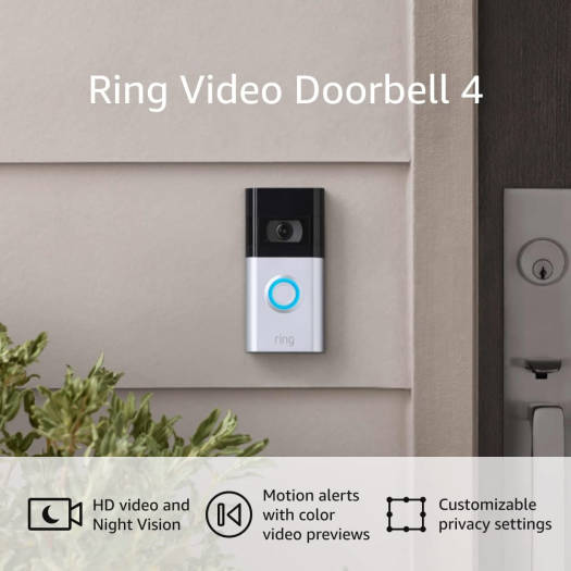 Ring Video Doorbell 4 | 1920 x 1080 Resolution | Works with Amazon Alexa | Satin Nickel