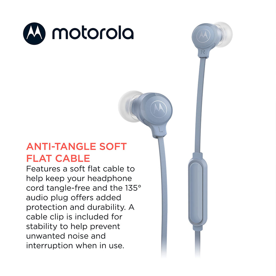 Motorola 3-S Wired Earbuds with Microphone | Lagoon Blue