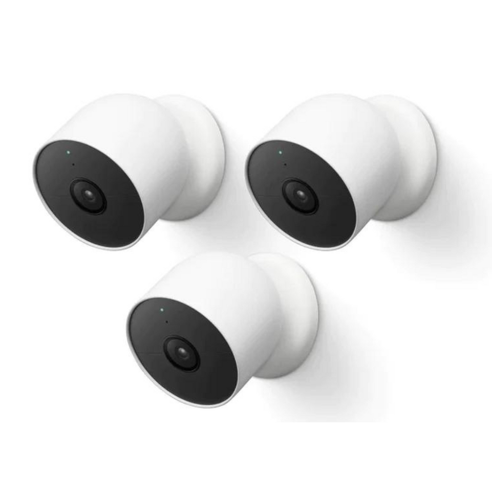 Google Nest Cam | Indoor/ Outdoor Security Camera | Battery | White | Pack of 3