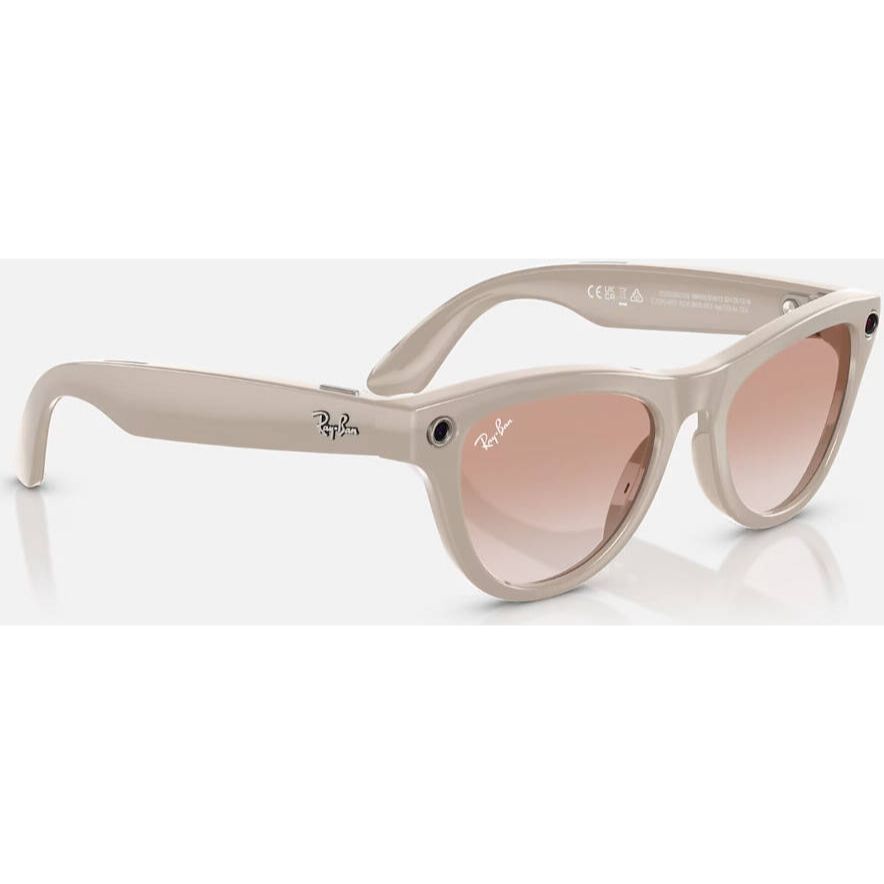 Ray-Ban Meta Skyler Smart Glasses | Advanced Camera & Video | Integrated Speakers & Microphones | Smart Controls, Battery & Storage | Shiny Chalky Gray / Cinnamon Pink | RW4010