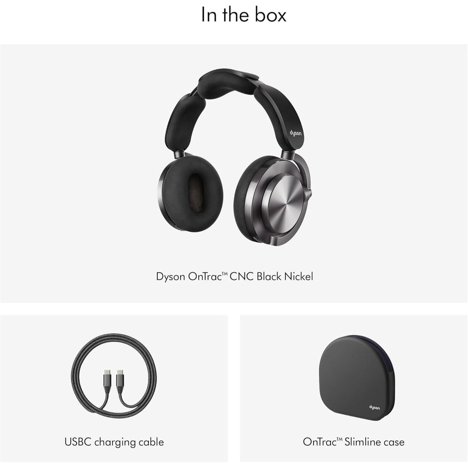 Dyson OnTrac Headphones | Frequency Response from 6Hz to 21kHz | Up to 55 Hours of Battery Life | Active Noise Cancellation | Customizable Outer Caps and Ear Cushions | CNC Black - Nickel