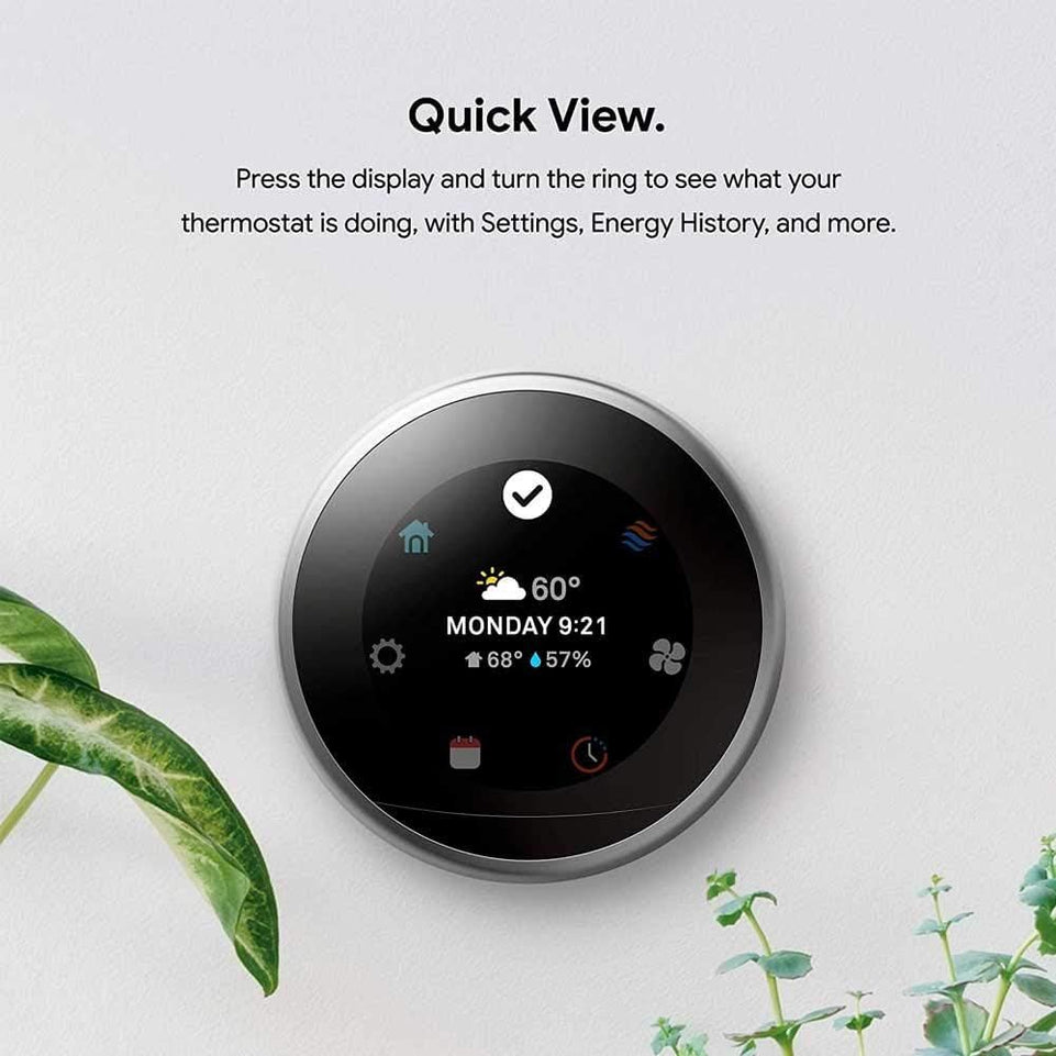 Google Nest Learning Thermostat | 3rd Generation | Polish Steel