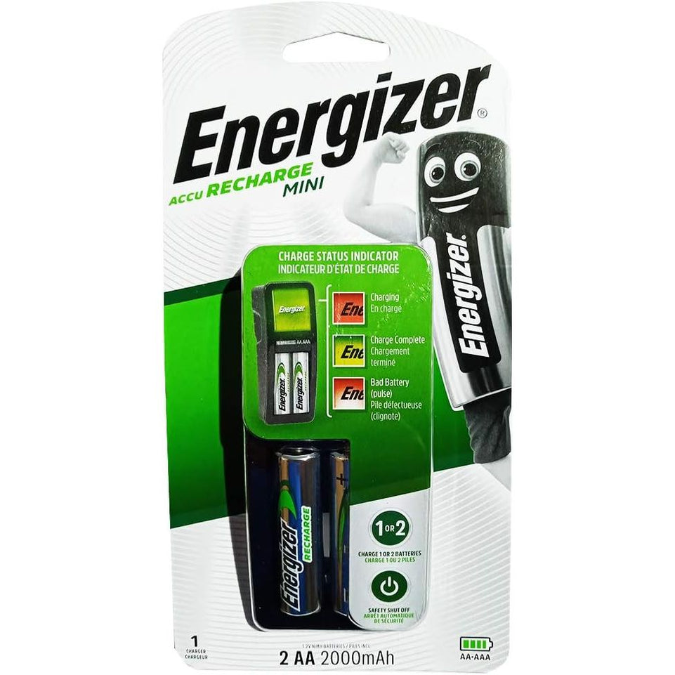 Energizer | Mini Battery Charger with 2 AAA Rechargeable Batteries