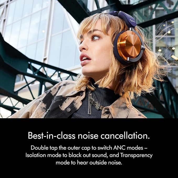 Dyson OnTrac Headphones | Frequency Response from 6Hz to 21kHz | Up to 55 Hours of Battery Life | Active Noise Cancellation | Customizable Outer Caps and Ear Cushions | CNC Copper