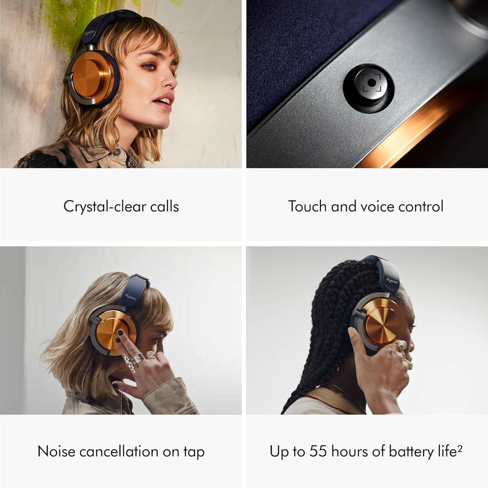 Dyson OnTrac Headphones | Frequency Response from 6Hz to 21kHz | Up to 55 Hours of Battery Life | Active Noise Cancellation | Customizable Outer Caps and Ear Cushions | CNC Aluminium