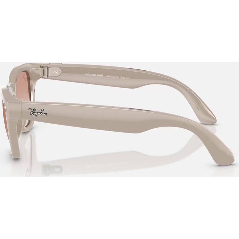 Ray-Ban Meta Skyler Smart Glasses | Advanced Camera & Video | Integrated Speakers & Microphones | Smart Controls, Battery & Storage | Shiny Chalky Gray / Cinnamon Pink | RW4010