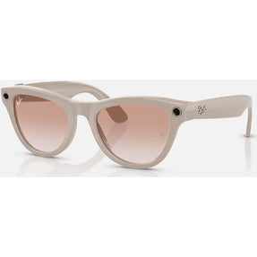 Ray-Ban Meta Skyler Smart Glasses | Advanced Camera & Video | Integrated Speakers & Microphones | Smart Controls, Battery & Storage | Shiny Chalky Gray / Cinnamon Pink | RW4010