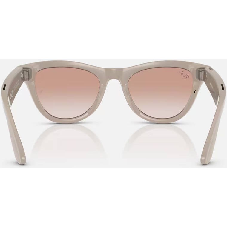 Ray-Ban Meta Skyler Smart Glasses | Advanced Camera & Video | Integrated Speakers & Microphones | Smart Controls, Battery & Storage | Shiny Chalky Gray / Cinnamon Pink | RW4010