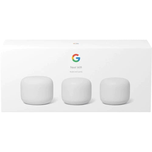 Google Nest Dual-Band Wi-Fi System | Router & 2 Add-on Points | Snow