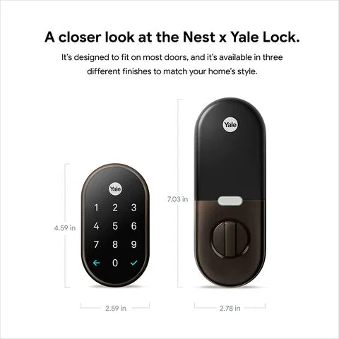Google Nest X Yale Lock with Nest Connect | Tamper-Proof Smart Lock for Keyless Entry | Oil-Rubbed Bronze